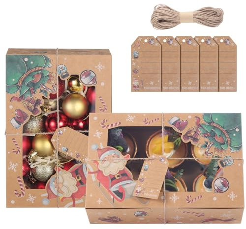 TsunNee Cupcake-Boxen für Weihnachten, 6 Löcher, Muffin-Boxen mit Einsätzen, Weihnachts-Leckerli-Boxen, Geschenkboxen, Kekse, Geschenk, Backbox für Weihnachtsgebäck, Brownies, Donuts, Partyzubehör