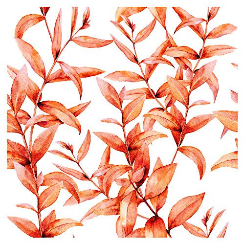 murando PREMIUM Vlies Tapete Blätter Deko Panel Fototapete Wanddeko 10 m Tapetenrolle Mustertapete Wandtapete modern design Dekoration Pflanzenmotiv Natur orange weiß f-C-0358-j-a