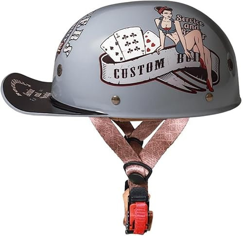 XRDSHY Halbschalenhelm Mit ECE-Zulassung Vintage Motorradhelm Baseball Cap Cruiser Chopper Scooter Helm Herren Retro Motorrad Halbhelm Damen Mofa Helm,A-XL/{61~62cm}