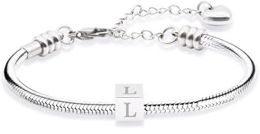 TOLOWOBK Armband Damen mit Buchstaben, Geschenke für Mädchen Charm Armband Mädchen Silber Schlangen Armbänder Jahrestag Valentinstag Geburtstag Geschenke für Mama Töchter Enkelin Schwester Freundin