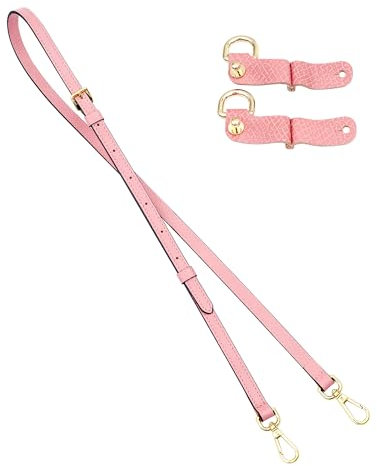Senral Echtes Leder Rose Schulterriemen Trageriemen Handtaschengurt Ersatz Kompatibel für L.ong C.hamp Le Pliag Pouches Conversion Kit Crossbody Schultergurt mit Goldener Schnalle(Pink+Gold HW)