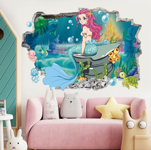 Kinderkarikatur Tapete, Schlafzimmer Raumdekoration, Ozean Welt Wandbild, Selbstklebend 40,60cm