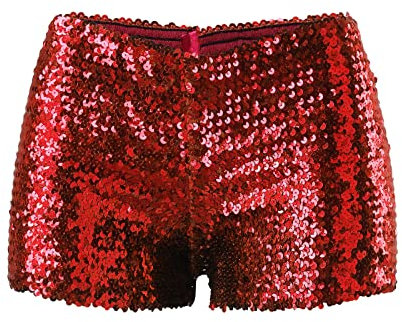 Pailletten Shorts Herren Liga Shorts Neu Pailletten Perlen DS Performance Dress Damen Performance Dress Set Shorts Basketball Shorts L Pailletten Hose Glitzer Hose Sequin (Red, M)