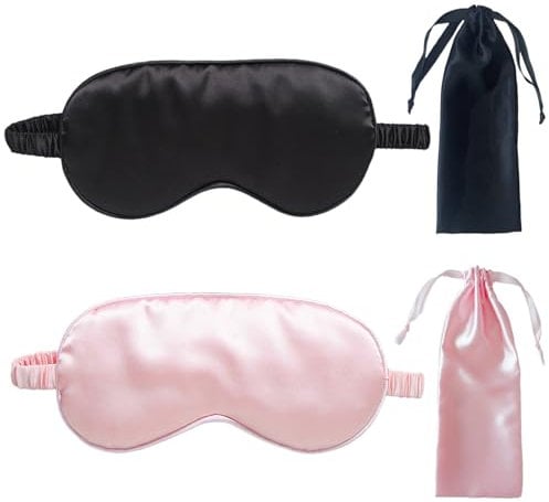 KEYRI 4 Pezzi Mascherina per Dormire per Donne, Maschera per Dormire Seta Mascherina per Occhi Antiluce e Morbida Mascherina Occhi per Dormire per Viaggi Pisolino con Fascia Elasticità
