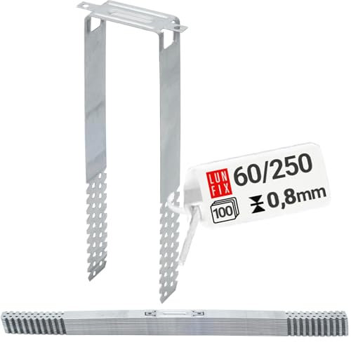 Suspension directe 60/250 mm en acier galvanisé 0,8 mm pour plafond et cloison sèche, compatible profilés CD 60/27, lot de 100 pièces, suspente placo robuste pour ossature métallique