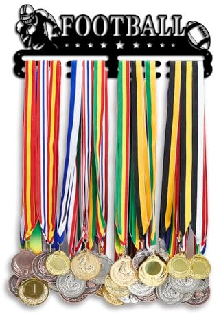 PH PandaHall Fußball Themen Medaillen Display Halter Wandmontierte Gestaffelte Medaillenständer Medaillen Aufhänger mit Personalisiertem Band Displak Rack Haken für Wohnzimmer Schlafzimmer