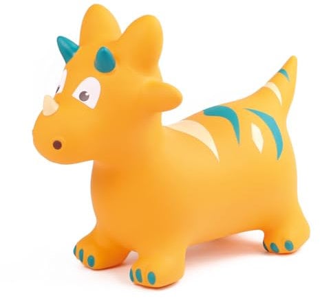 Ludi - Dinosaure Sauteur pour Enfants - 59x49x22 cm - Jouet Dynamique en PVC avec Poignées Ergonomiques - pour Intérieur et Extérieur - Inclut Système de Gonflage - Dès 10 Mois