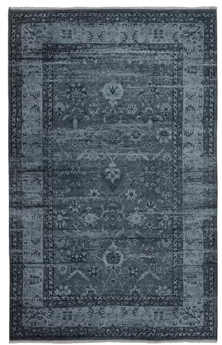 TESSO LIVING Moderner Vintage Boho Teppich - Holzkohle 120 x 160 cm - Maschinenwaschbar und rutschfest Kurzflor Teppich - bringt Wärme in Wohnzimmer und Schlafzimmer