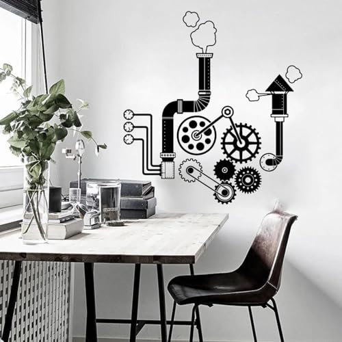 SHELOG Moderne Zahnräder und Gadgets, Maschinen, Wandaufkleber, Bürotechnik, Wissenschaft, Wandaufkleber, Spielzimmer, Vinyl, Heimdekoration