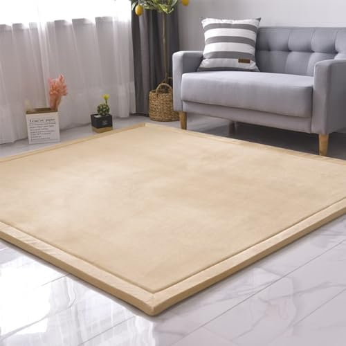 SETHEPACE Neu aufgewerteter Anti-Rutsch-Teppich für Kinder, extra Dicker 3CM Kinderteppich, Krabbelmatte für Kinderzimmer, weiche Krabbeldecke ist sehr geeignet für Baby(Naturbraun, 180 * 200)