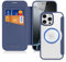 DUX DUCIS Hülle für iPhone 16 Pro Handyhülle Kompatibel mit MagSafe, Transparente Anti-Kratzer Leder Flip Klapphülle mit RFID-Sperre Schutzhülle Case für iPhone 16 Pro (6,3 Zoll, Blau)