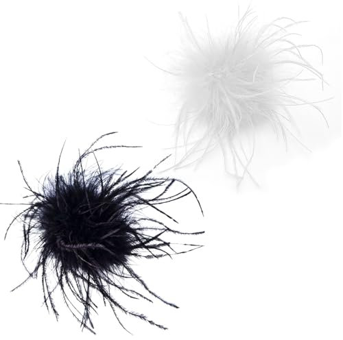 2 Stück Feder Brosche Für Frauen Mädchen, Straußenfeder Trachten Brosche, Natürliche Straußenfeder Damen, Natürliche Flauschige Straußenfeder Brosche, Für Party Dekoration Kopfbedeckung