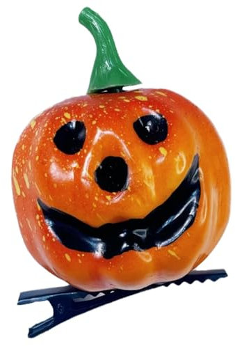 Pinces à cheveux en forme de citrouille d'Halloween - Orange - Visage souriant - Accessoire de cheveux tendance
