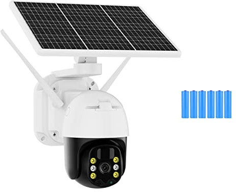 MZZYG Solar Security Camera 4G Security IP Camera Outdoor 5W Solar WiFi Wireless PTZ Camera Built-in Battery 1080P HD PIR Human Video Surveillanc(4G Version)