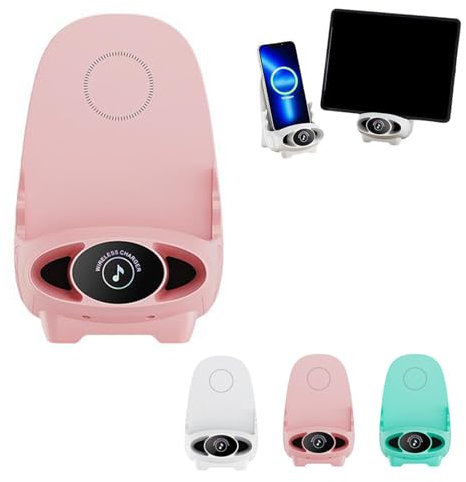 XIAOBAN Mini Chair Wireless Multifunctional Phone Holder Stand, 3 in 1 Wireless Charger with Speaker Function, Portable Mini Chair Wireless Charger, Wireless Charging Adapter for All Phones