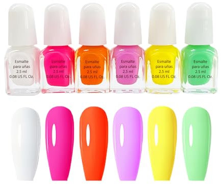 Colorful Nail Polish Set,6Pcs Spring Summer Nail Varnish Kit,Quick Dry & Long Lasting,Water Based Nail Polish for DIY Nail Art at Home,No Need UV,(2.5ml x 6)
