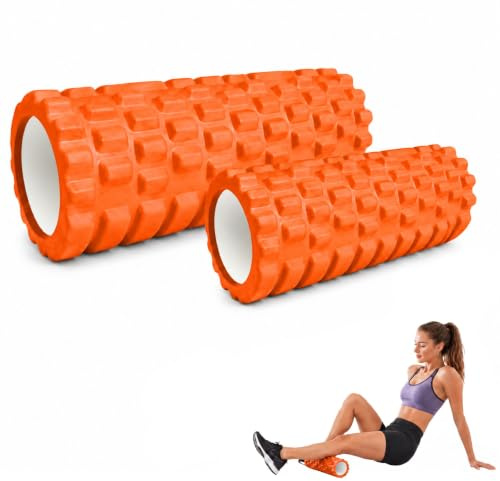 2x Foam Roller Faszienrolle - Schaumstoffrolle - Fitness Massagerolle fur Triggerpunkt-Massage in Rücken, Nacken, Beine beim Faszientraining mit der Gymnastikrolle für Männer Frauen.33x14cm//30x9cm