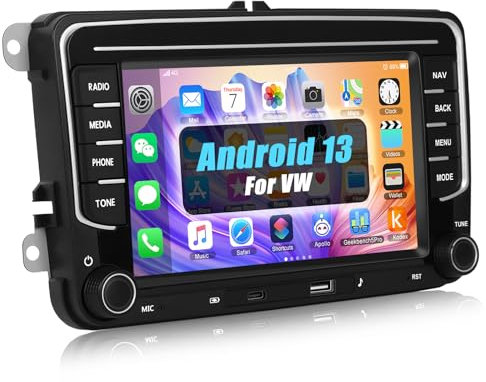 CAMECHO 1+32G Android 13 Autoradio für VW Golf 5 6 Touran Polo Touran Radio mit Mirror Link, 7 Zoll Bildschirm Touchscreen Display mit WiFi GPS Bluetooth RDS FM
