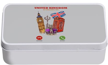 Fabulous Metallbox, Grau, United Kingdom Is Calling Me London England – 11 x 18,5 x 5,5 cm – Aufbewahrungsbox, Schlüssel, Werkzeug, Lunchbox, Zucker, Kekse