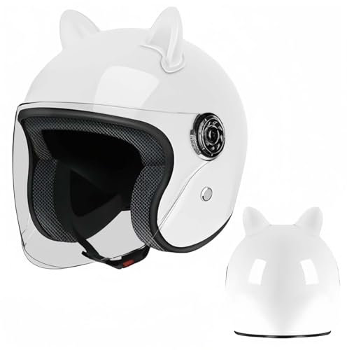 Motorradhelm, Jethelm, ECE-Zertifiziert, Thermofutter, Straßen-Motorradhelm Mit Visier, Für Männer Und Frauen G,55-60CM