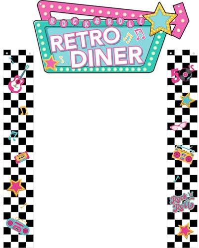 Peryiter 3 Stück 50er Jahre Retro Diner-Banner Back to 50's Rock and Roll Party-Banner Geburtstag Hintergrund Diner Klassische Party-Dekoration 1950er Jahre Soda Shop mit doppelseitigem Klebeband