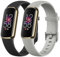 Lot de 2 bracelets pour Fitbit Luxe pour homme et femme, lot de 2 bracelets de rechange réglables en silicone souple pour Fitbit Luxe uniquement (noir + gris, taille S)