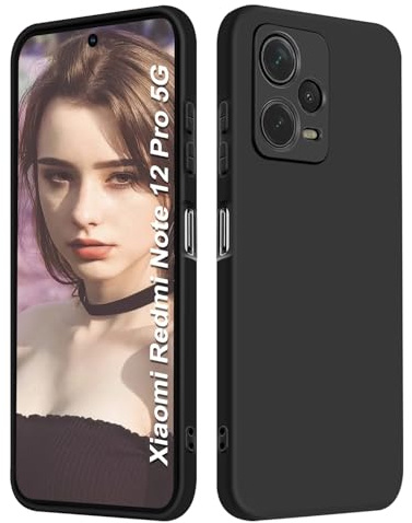 ISOI - Cover per Xiaomi Redmi Note 12 Pro 5G/Xiaomi Poco X5 Pro, Custodia Morbida in Silicone Liquido, Protezione Completa Antiurto Ultra Sottile per il Corpo - Nero