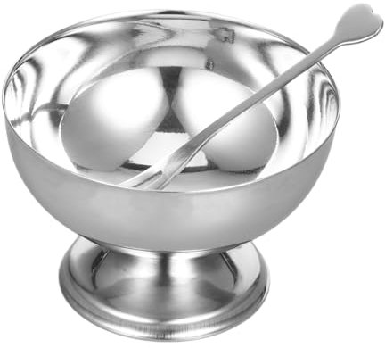GALPADA 1 Stück Dessertbecher Tassen Für Wiederverwendbare Puddingbecher Tasse Eisbecher Schüssel Dessert Eisbecher Mit Deckel Smoothie-becher Süße Tassen Creme Silver Rostfreier Stahl