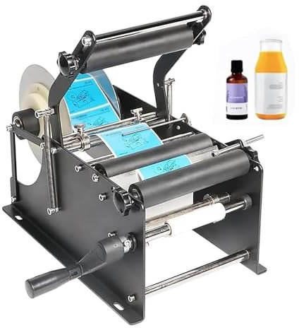 Etichettatrice manuale for bottiglie rotonde, etichettatrice semiautomatica for bottiglie, larghezza 10-110 mm e lunghezza 10-300 mm regolabili, 15-30 bottiglie/minuto, for bottiglie rotonde in vetro