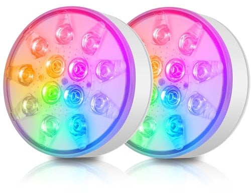 2 pezzo Illuminazione LED per piscina subacquea ricaricabile, luce subacquea con telecomando, illuminazione stagno impermeabile IP68, per piscina, fontane, stagni, acquari, matrimoni, 16 colori