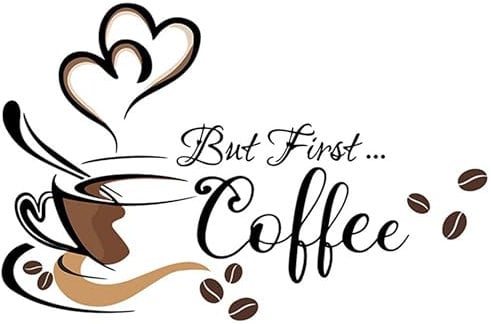 THXFUNAREA Adesivi Murali Cucina, Scritte Adesive per pareti Coffee Time, Decorazioni Cucina con Vinile Tazzine Arte, Adesivi Decorativi per Pareti Ristorante Bar