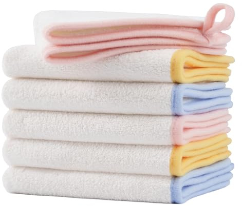 Polyte - 6 Serviettes de Toilette pour bébé en Microfibres Premium - hypoallergénique/ne Peluche Pas - Blanc - 30,5 x 30,5 cm