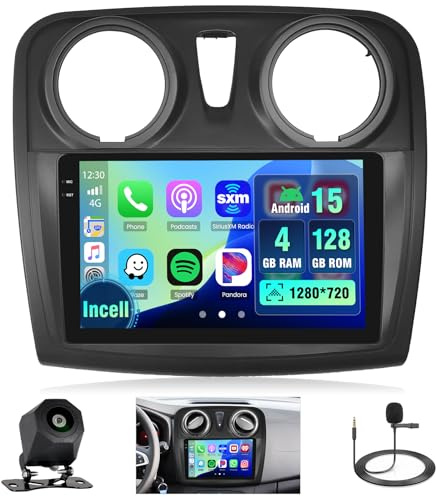 4+128G 9 Autoradio Android pour Renault Dacia SANDERO II B52 2012-2019 | Incell Écran Tactile Wireless Carplay Autoradio 2 DIN GPS Navi Bluetooth 5.0 WiFi FM/RDS Caméra de Recul EQ 4+128G