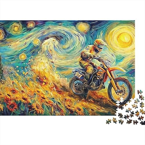 Puzzle Motocross Starry Night 1000 Teile Recycelter Karton für Erwachsene Angstlinderer Geschenk