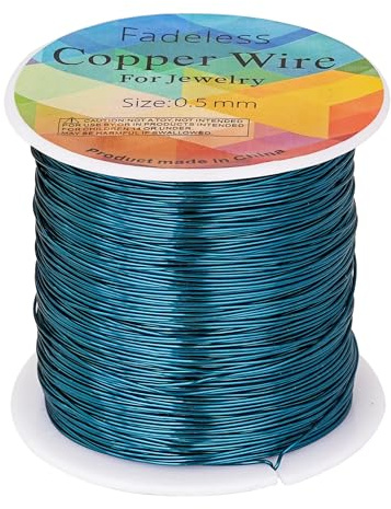 203 Feet Tarnish Resistant Copper Wires 24 Gauge/0.5mm | Blue Jewelry Craft Wires Beading Wire for Jewelry Making, Wire Wrapping and Crafting