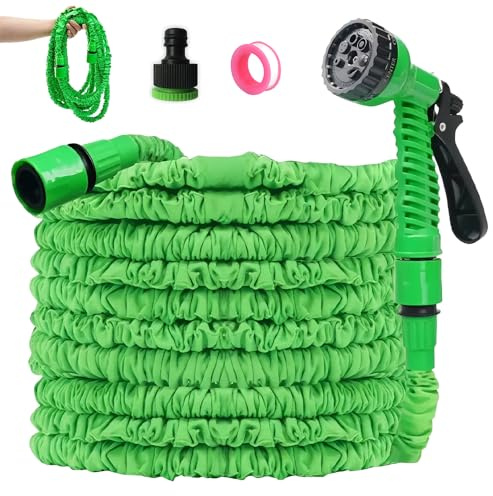 Weciau Gartenschlauch Flexibel 30m, Flexibler Gartenschlauch mit 7 Funktionen Garten Handbraus, Wasserschlauch Flexibel Dehnbarer Garden Hose gartenschlauch für garten Bewässerung Haustier Autowäsche