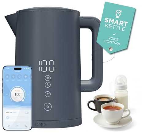 DMD Collective - Smart Kettle 1.5L, Alexa Kettle with Voice Control, Navy | Wi-Fi Touchscreen, Voice Control with Alexa & Google, Digital Temperature Display, Anti-Scalding Design, 2200W