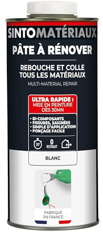SINTO Pâte à rénover blanc 1,455kg | Rebouche et colmate fissures, renforce les structures, résiste aux variations climatiques, adhérence parfaite multi supports