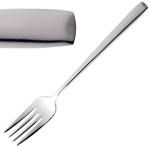 Olympia Ana Table Forks 18/10 Stainless Steel Cutlery, Pack of 12 | Contemporary design with a durable high polish finish brings an elegant, modern aesthetic to commercial catering setups.