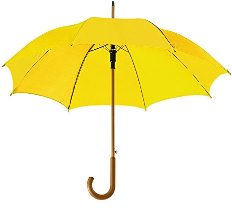 eBuyGB Automatic Opening Classic Wooden Crook Handle Large Umbrella Rainproof for Men and Women Umbrella Windproof Strong - Yellow 41.5 Inch / 105cm Span 90cm Length