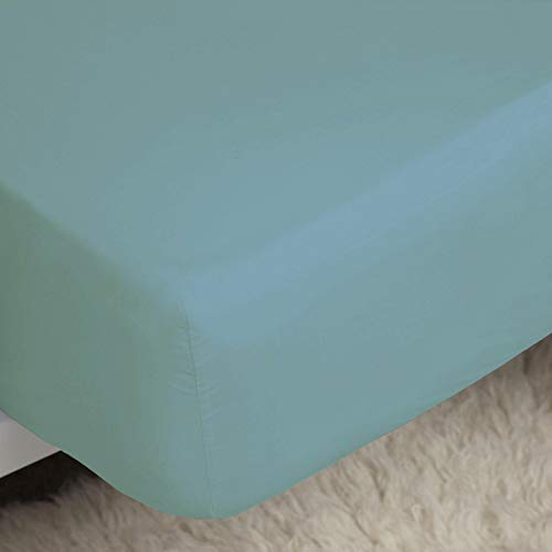 Belledorm Easycare Percale Fitted Sheet Double Teal 28cm Depth Smooth Finish