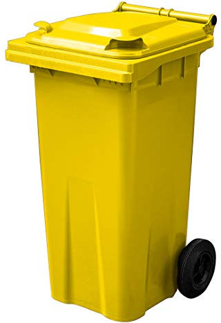 120 Litre Wheelie Bin - Yellow, Smallest Household Size, EN 840 standard, Size 490 (w) x 555 (d) x 1005 (h) mm