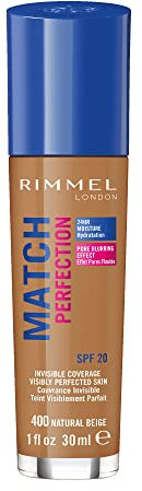 Rimmel London Match Perfection Foundation Base de Maquillaje Tono 400 Natural Beige - 30 ml