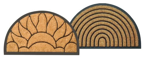 Kokosmatte, halbrund mit Gummirücken, schwere Qualität (Motiv Flamme)