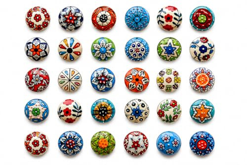 JGARTS 20 Keramik-Türgriffe, Mix, Vintage-Look, Blumendesign, Griffe für Türen, Schränke, Schubladen EINWEG