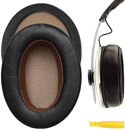 Geekria QuickFit Protein Leather Replacement Ear Pads for Sennheiser Momentum 2.0 Over-Ear Headphones Ear Cushions, Headset Earpads, Ear Cups Repair Parts (Dark Brown)
