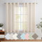 TOPICK Gardine Voile Vorhang Mit Ösen Kurz Sheer Vorhänge Transparent Gaze Paarig Ösenschals für Wohnzimmer Schlafzimmer 175 cm x 140 cm(HxB) 2er - Set Hell Beige