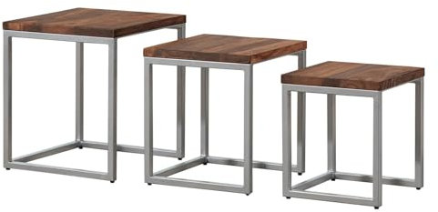 MASSIVMOEBEL24.DE | Iron Label Baumkantentisch aus Massivholz #115 | Grau lackiert aus Akazienholz - X-Beine in schwarz matt | 180x100x76 cm | Massivholztisch Esstisch