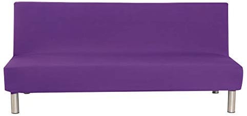 Aisaving Einfarbig Armlose Sofabettüberzug Polyester Spandex Stretch Futon Schutzhülle Protector 3-Sitzer elastisch vollklappbar Couch Sofa Shield für Klappcouch ohne Armlehnen (Violett)