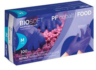 BIOSOFT GLOVELY Food 100 Guanti in Nitrile per Industria Alimentare Non STERILI MONOUSO Misura Small 6-6,5
